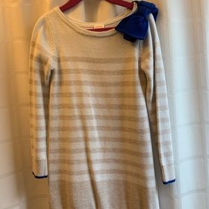 Gymboree girls sweater dress in beige and blue accent. Size 6 long sleeve dress